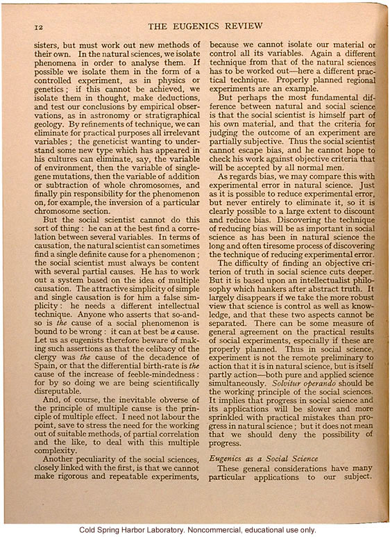 &quote;Eugenics and Society&quote; (The Galton Lecture given to the Eugenics Society), by Julian S. Huxley, Eugenics Review (vol 28:1)